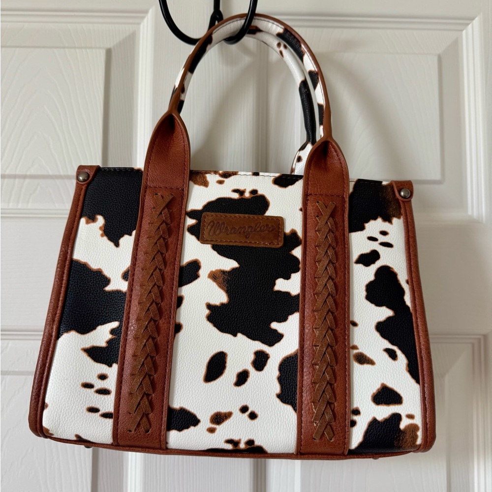 Wrangler Brown Cow Print Small Tote